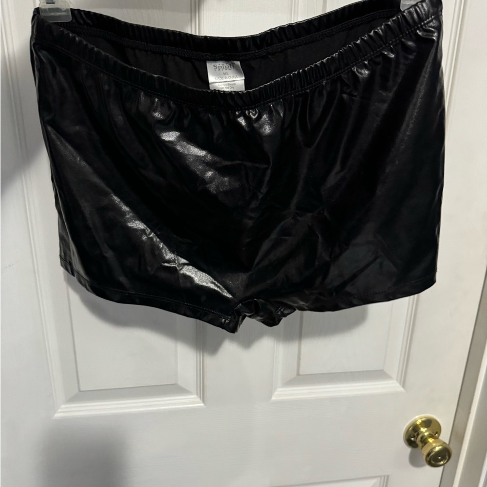 Spirit Halloween wet look black booty shorts